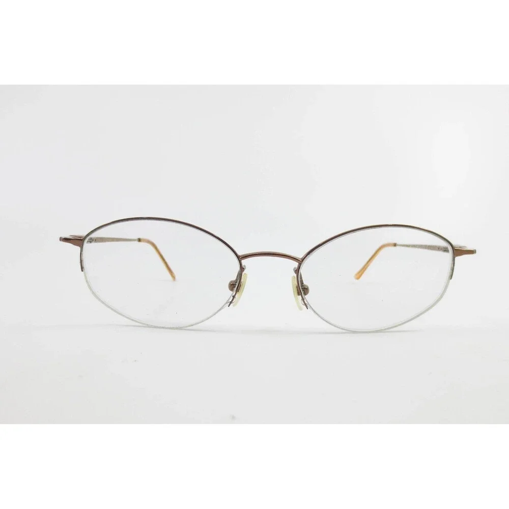 Seiko Titanium Eyeglasses Brown Oval Frames 49 18 135 T 533 Half Rimless 37597